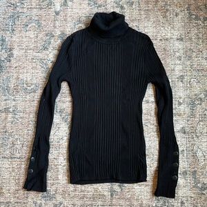 Anthropologie Black Ribbed Turtleneck